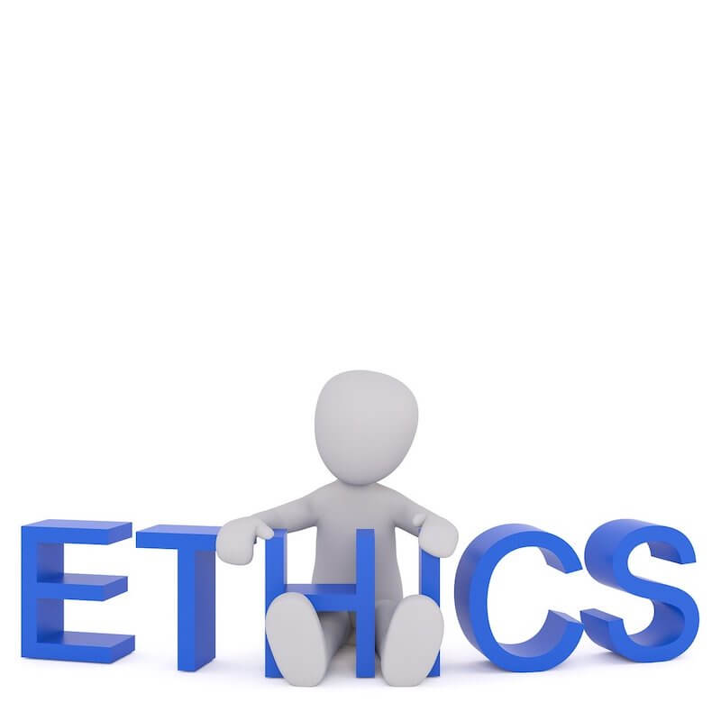 Sign showing the word ethics