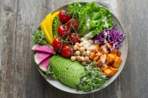 Plate of colourful salad