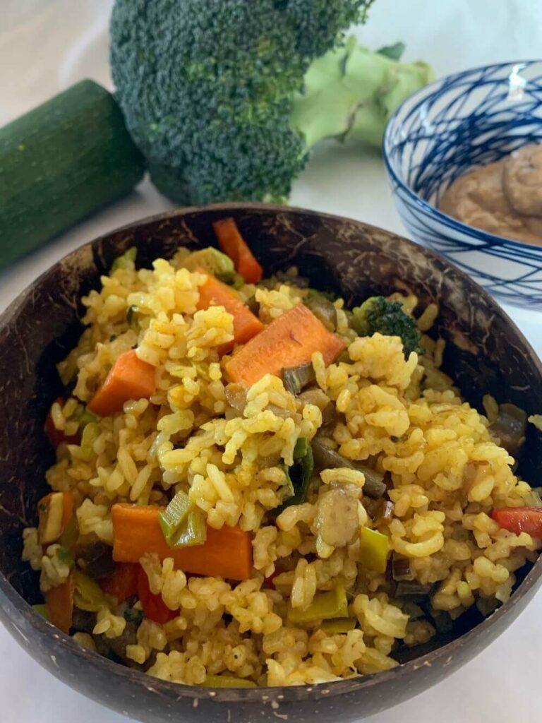 Vegetable rice in a bowl