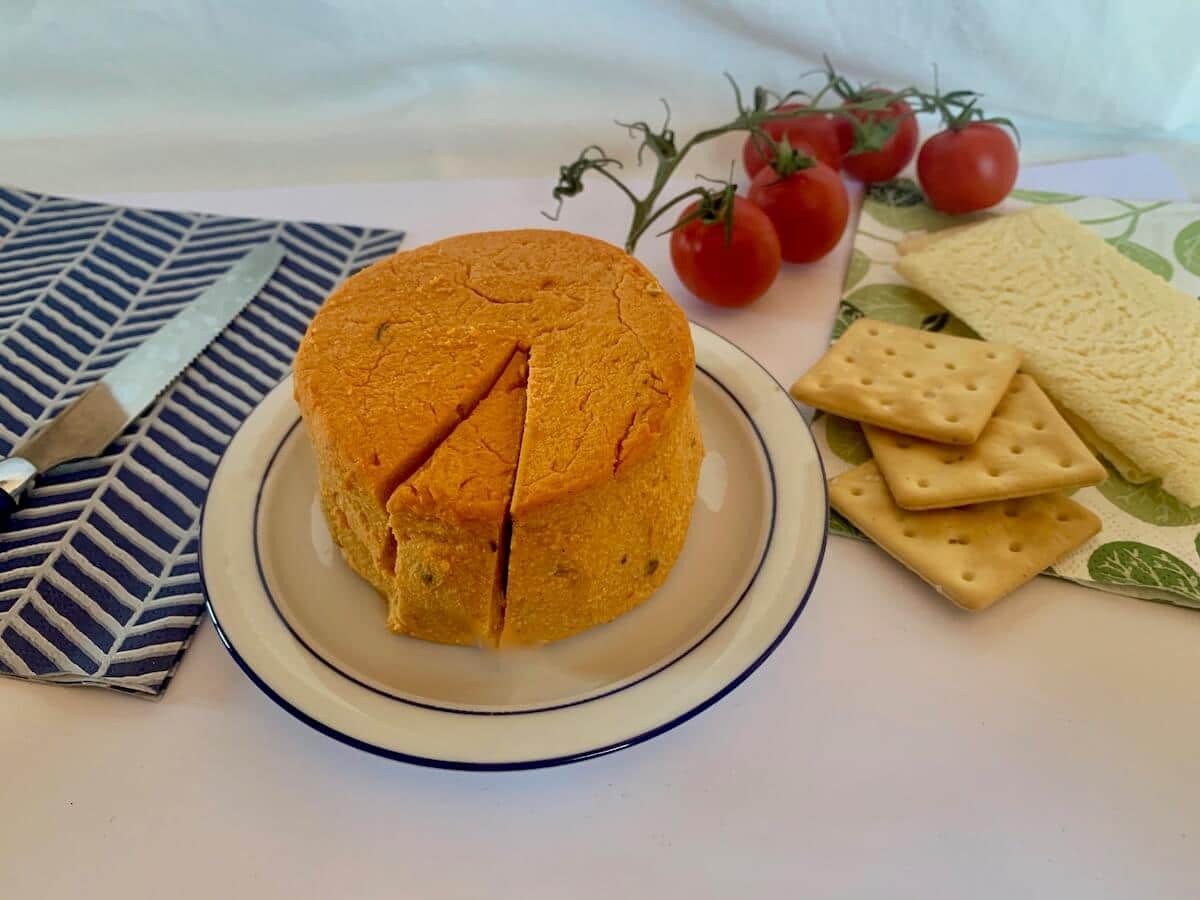 Vegan cashew cheese with jalapeños