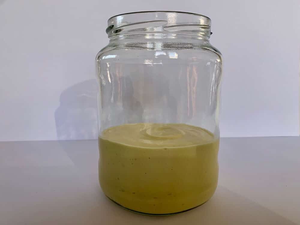Vegan mayonnaise in a jar