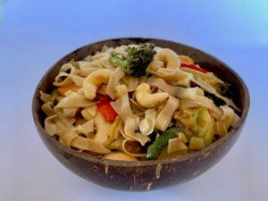 bowl of vegan Bami - noodles with vegetables
