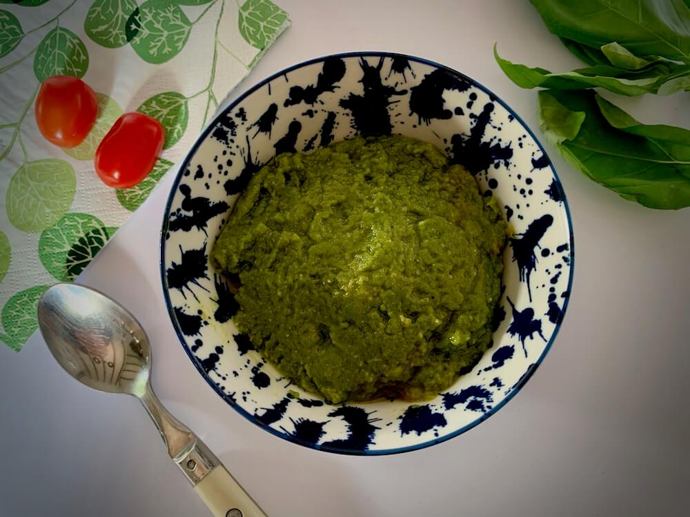 Bowl of homemade vegan pesto