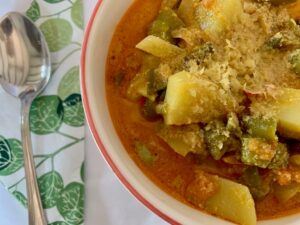 Close up of cazuela de habas