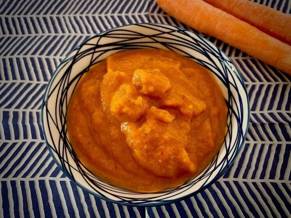 Bowl of vegan carrot sauce