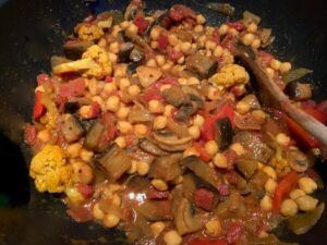 Base for eggplant curry in a pan