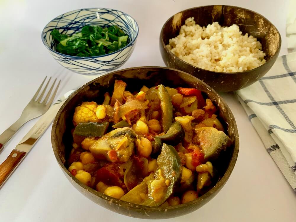 Bowl of eggplant curry