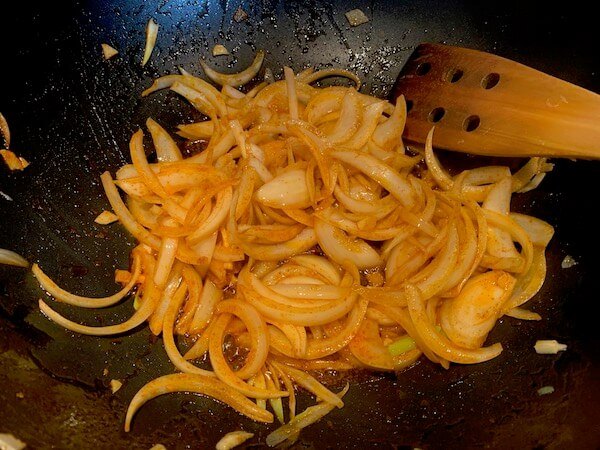 Frying onions