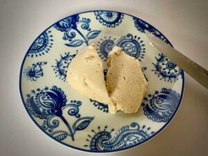 Vegan mozzarella on a plate