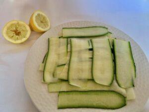 Thin slices of zucchini