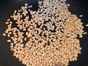 Toasting pine nuts