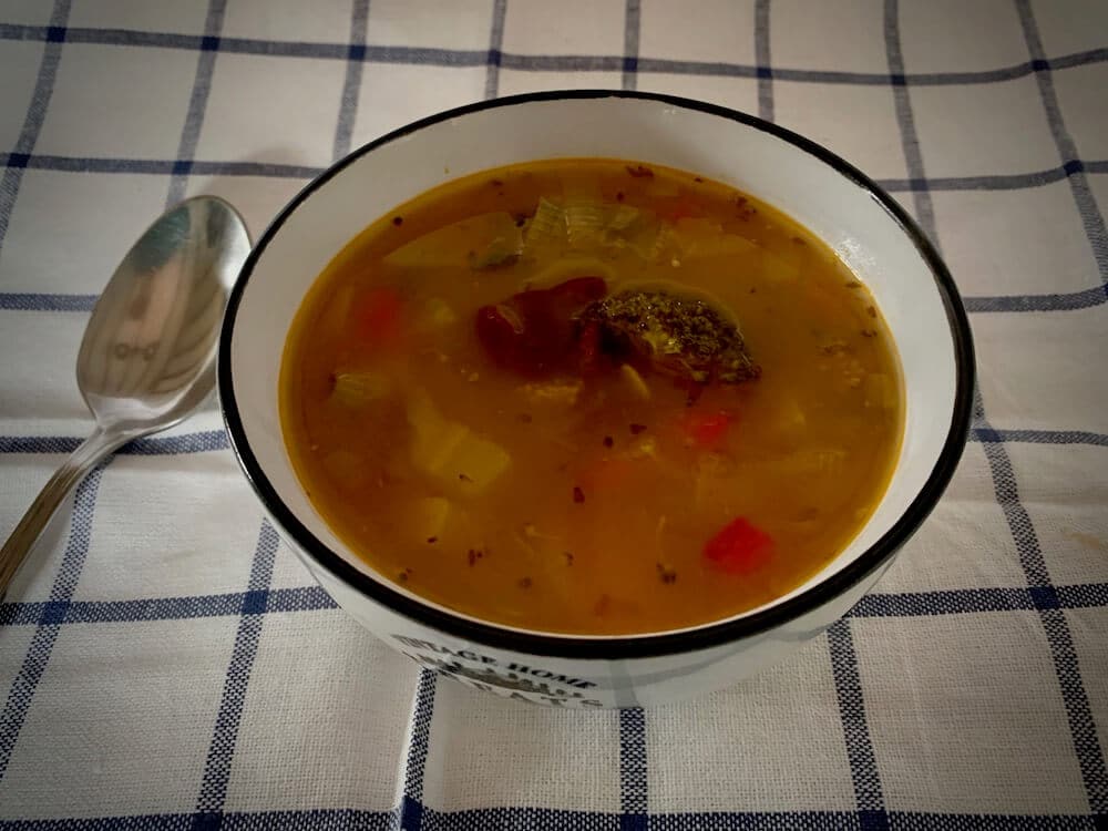 Bowl of homemade vegetable & bean soup