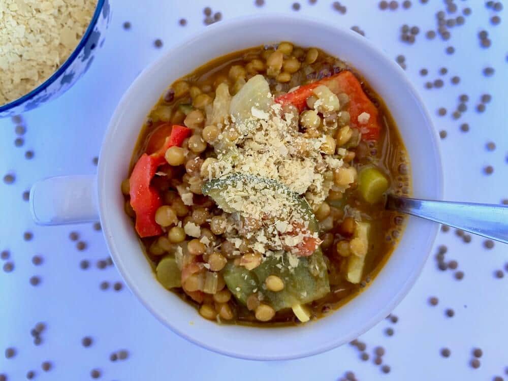 Cup of vegan lentil stew