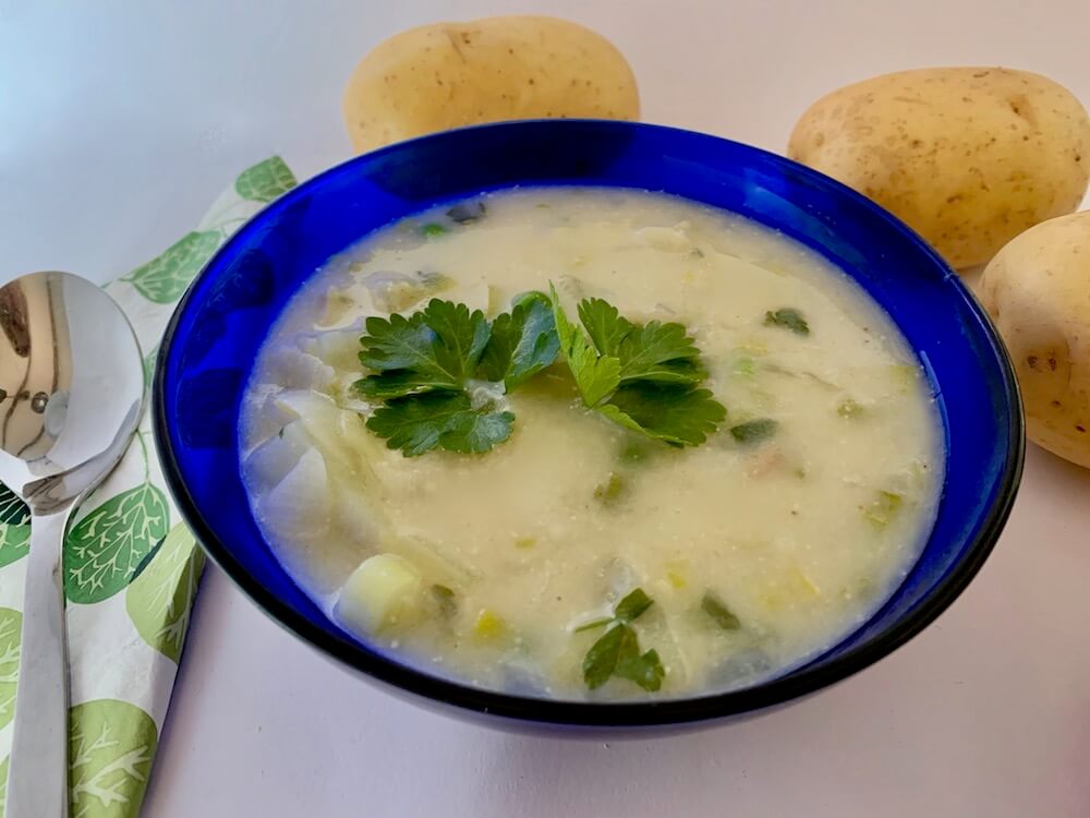 Bowl of quick potato soup