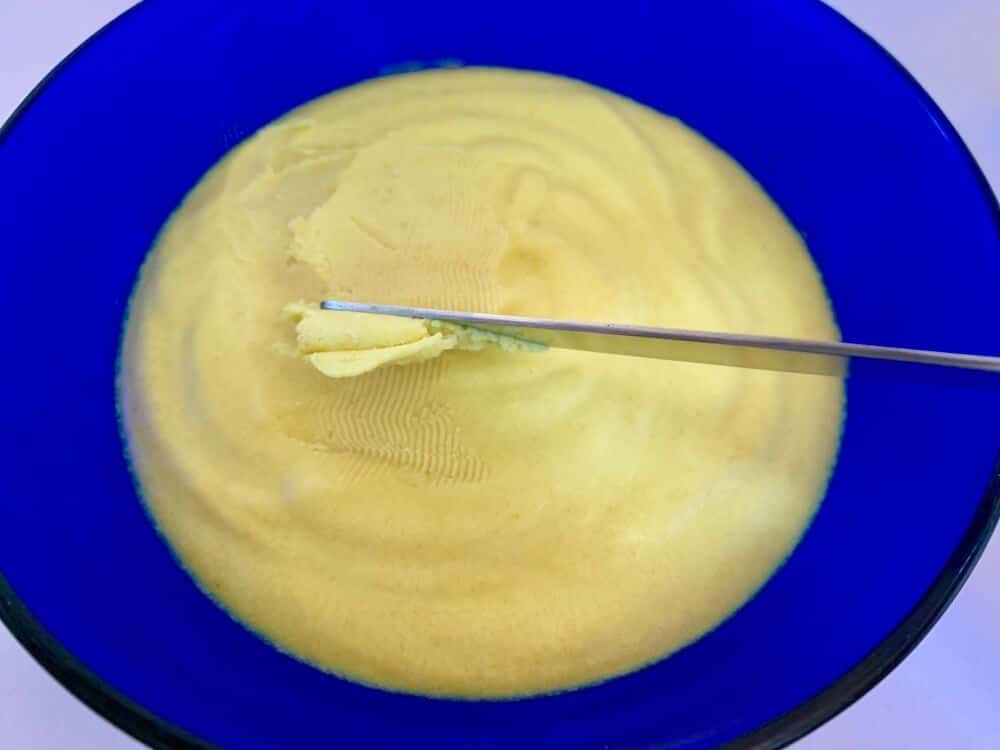 Blue bowl with vegan butter