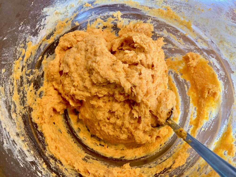 Pumpkin and sweet potato dough for making gnocchi