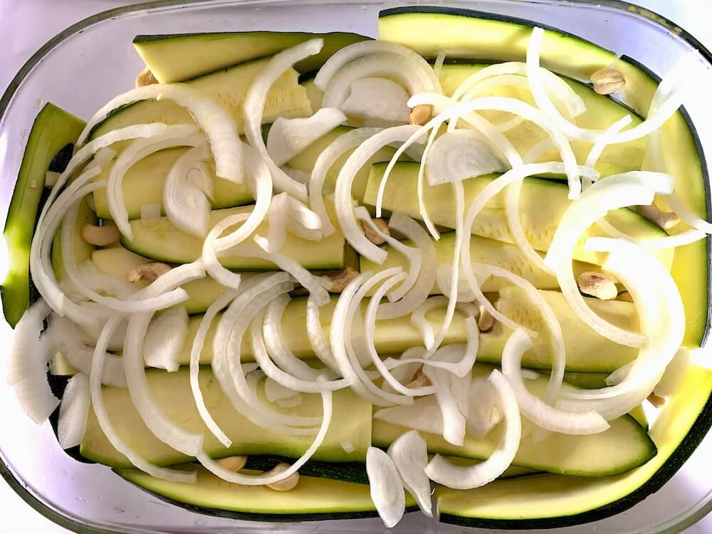 Onion layer in zucchini casserole