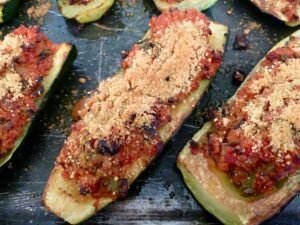 Zucchini boats stuffed with quinoa