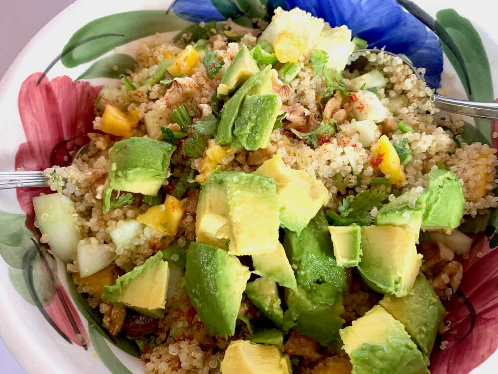 quinoa salad with avocado on top