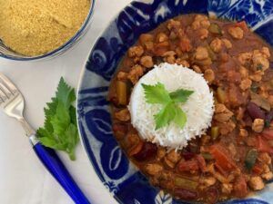 Bowl of vegan chilli sin carne