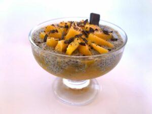 Bowl of chia and mango pudding
