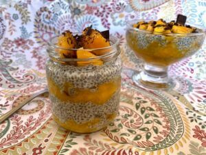 Two bowls of chia seed pudding