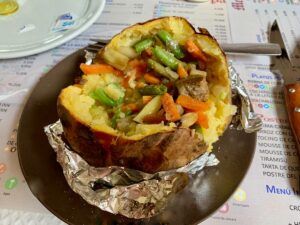 Jacket potato in El Pollo de Tio Paco restaurant in Malaga