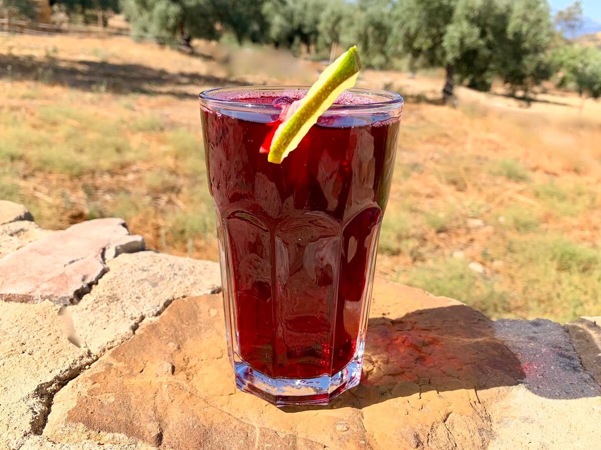 Glass of chilled hibiscus drink