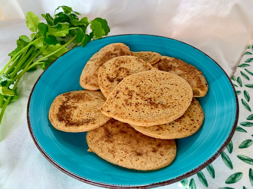 Plate of gluten free, vegan, red lentil flatbreads