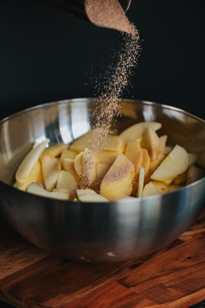 Brown sugar sprinkled on fruit