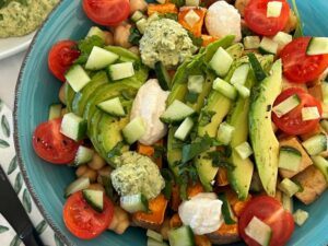 Favourite items to add to a vegan bowl - close up