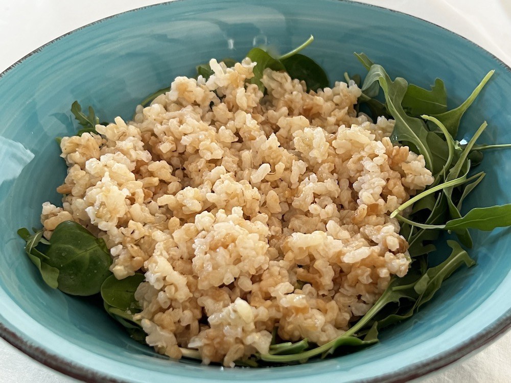 Rice as a base to a vegan bowl