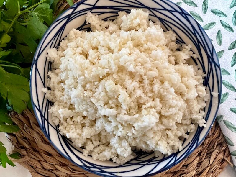 Bowl of plain cauliflower rice