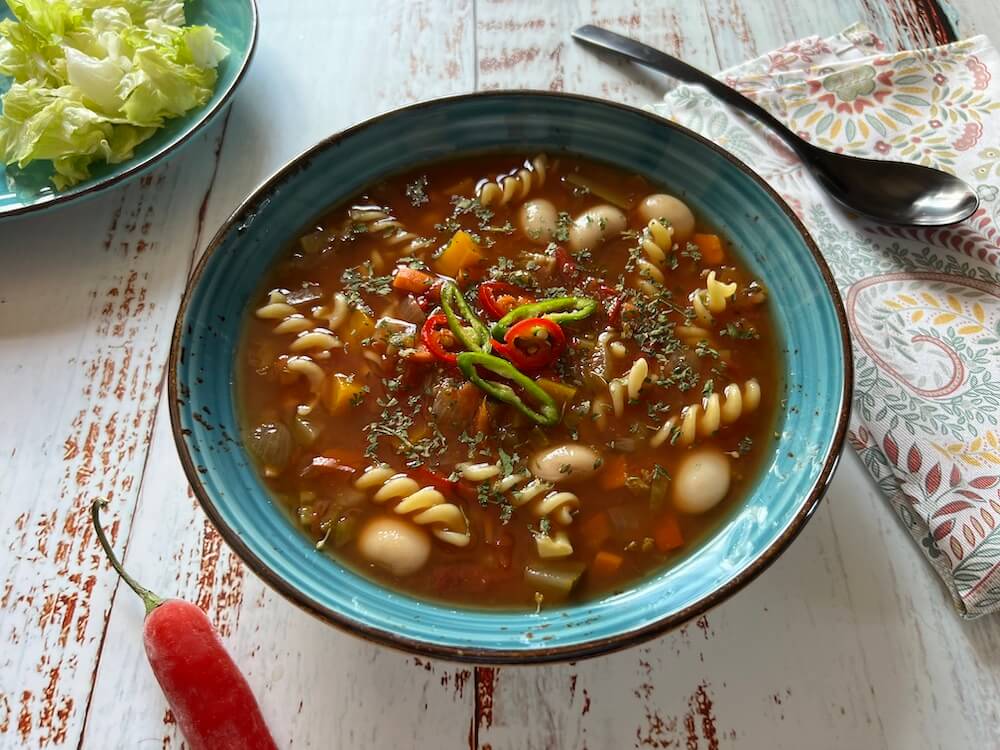 Bowl of minestrone soup