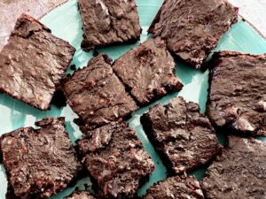 Gluten free, oil free brownies on a plate