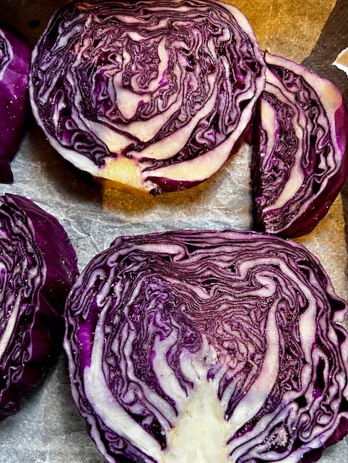 Slices of purple cabbage