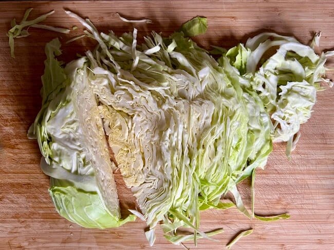 Shredded cabbage for sauerkraut