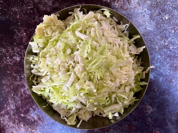 Raw shredded cabbage